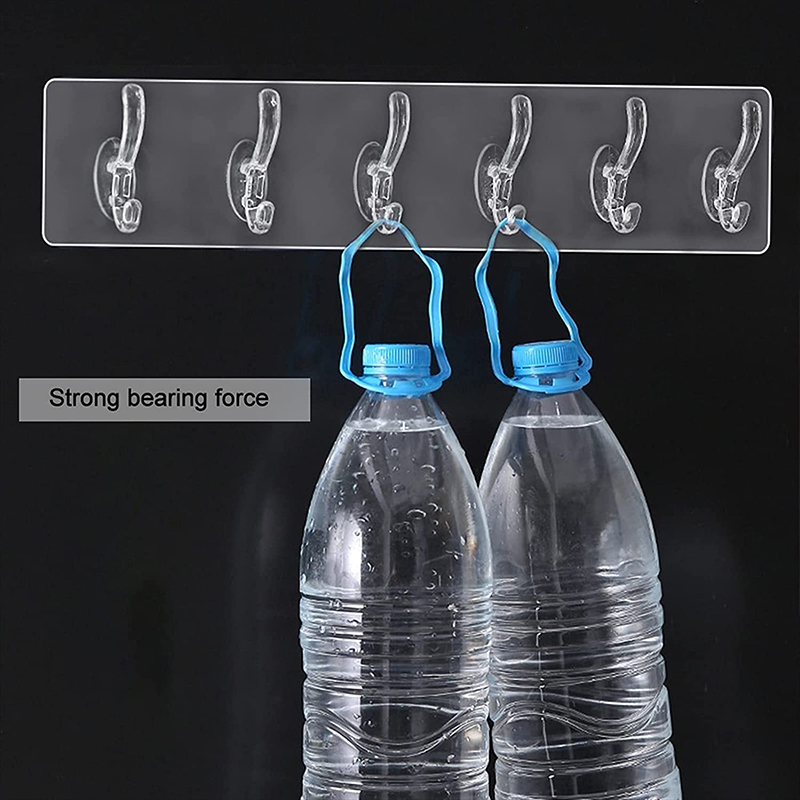 Transparante Zelfklevende Kapstok Wandmontage 3/5/6 Standaard Haken Muur Kapstok Hangers Voor Badkamer Keuken Closet organizer