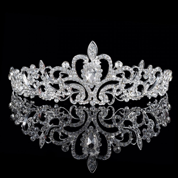 Ensembles de bijoux de mariée en cristal noble, ensemble de bijoux de mariage plaqué argent, collier diadème, boucles d'oreilles pour mariées, accessoires pour cheveux