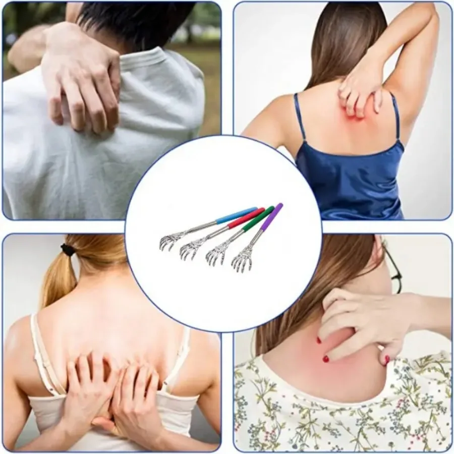 Verstelbare roestvrijstalen rugkrabber met intrekbare klauw voor draagbare en handige massage en tickle-verlichting