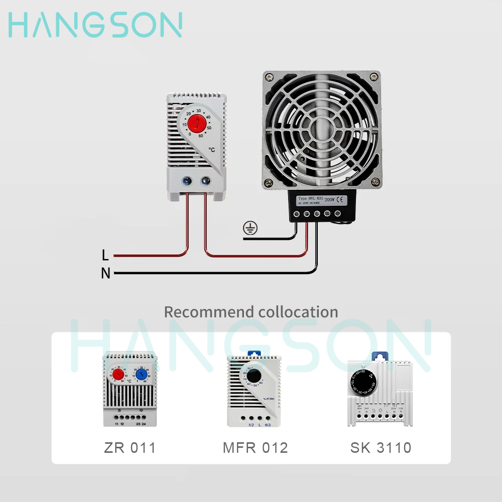 PTC Elektrischer Heizlüfter für Schrank, 100 W, 150 W, 200 W, HVL 031, kompakte industrielle Aluminiumgussheizung für Schrank