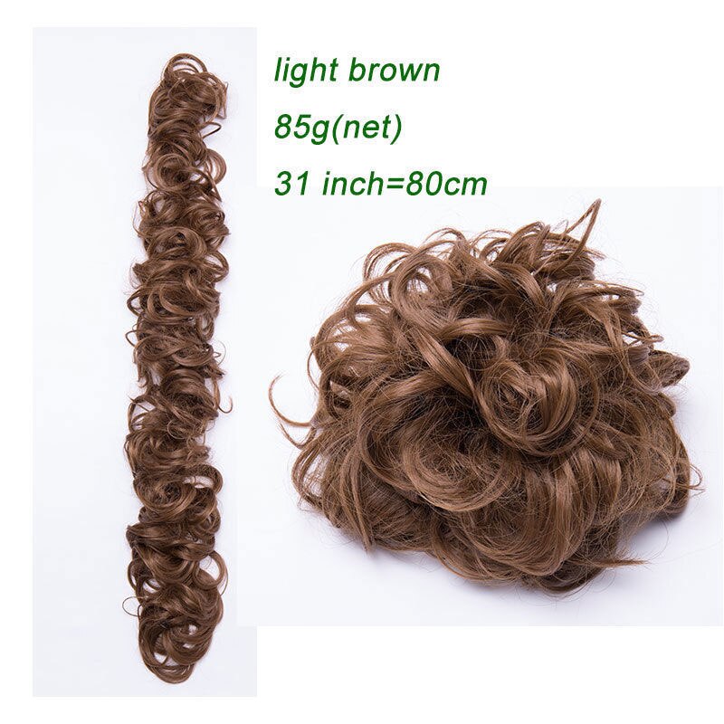 Coiffe à chignon synthétique de 14 couleurs 85g-S-noilite, bandeau caoutchouc de chevelure ébouriffée, postiches de coiffure, scrunchie d'extension capillaire, coiffure longue bouclée retroussée vers l'arrière: 1059