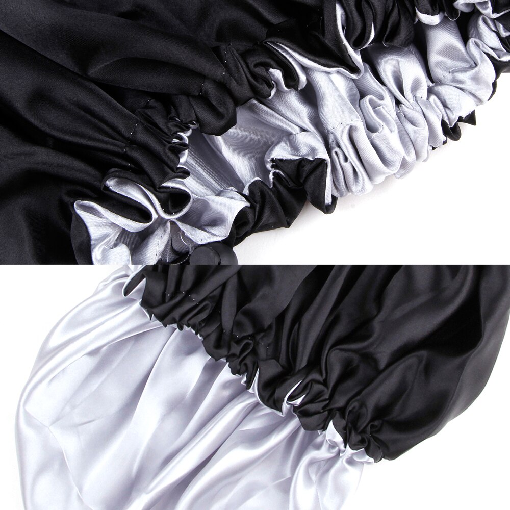 Sleep Satin Hat Hair Caps Silk Bonnet Night Cap Adjustable Sleeping Head Cover Double Layer Women Curly Hair Styling Accessories