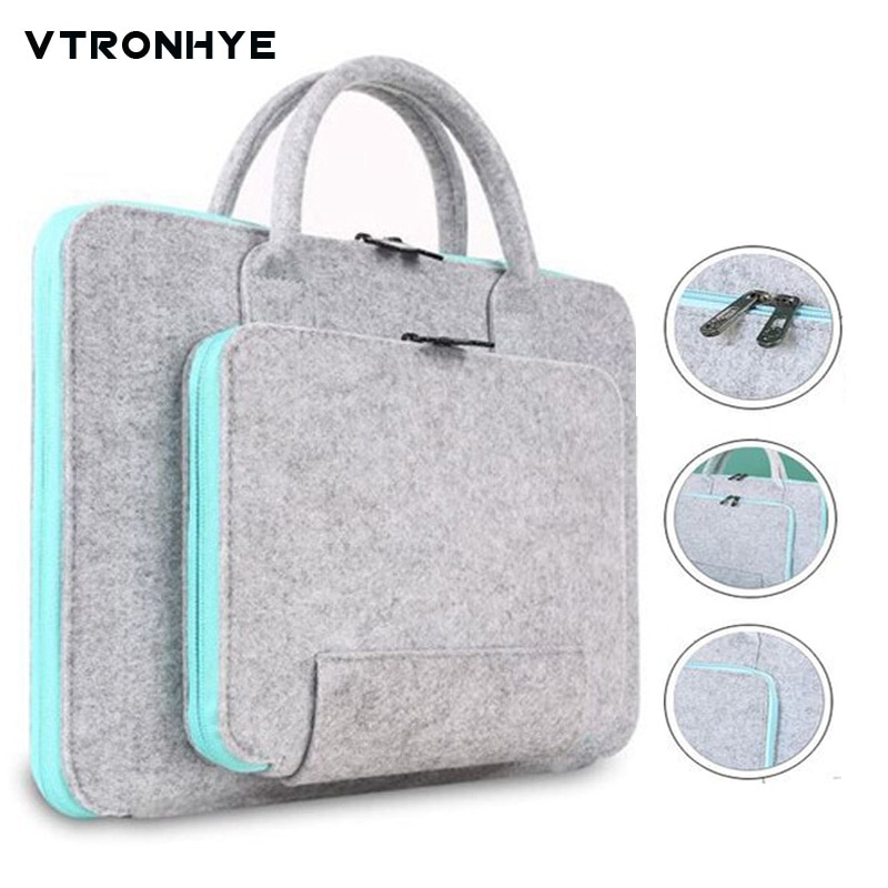 Laptop Bag 17.3" Wool Felt Laptop Bag Handbag 11 13 14 15.6" for MacBook Pro 16.1 for Lenovo Dell HP Asus Computer Bag Men Women