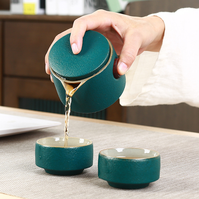 Tea Set One Pot Two Cup Set Porcelain Kung Fu Tea Set Storage Bag Teaware Portable Travel Ceramic
