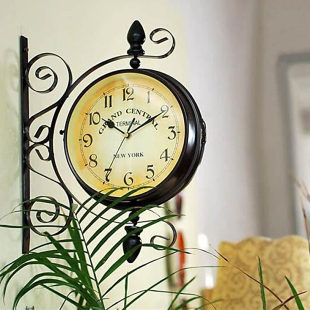 Zauberstab montieren Doppelseitige Uhr Jahrgang Doppelseitige Wanduhr Zug großartig