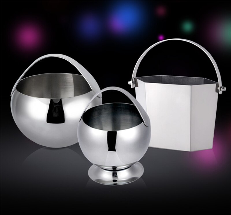 Stainless steel portable ice bucket with ice clip bar KTV beer red wine champagne ice bucket commercial ice bucket