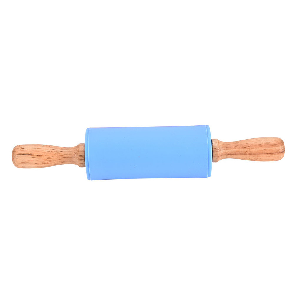 Houten Handvat Siliconen Rollen Rolling Pin Kid Keuken Koken Bakken Tool Non-stick Gebak Deeg Meel Roller Bakken Tools: D