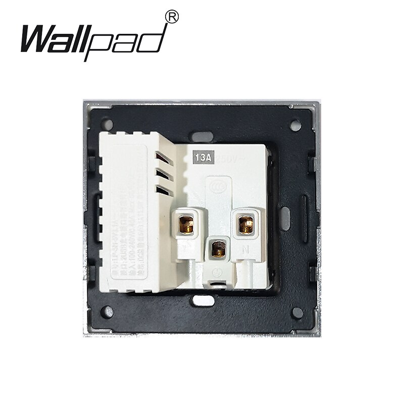 13A UK Socket with Double USB Charging Port with LED Indicator Wallpad Silver Metal UK socket with 2 USB Ports