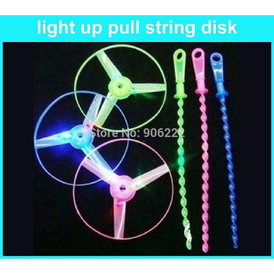 (10 stuks/partij) Pull String Led Vliegende Dics Flash Led Licht Ufo Speelgoed Avondmarkt -Selling Voor Kinderen