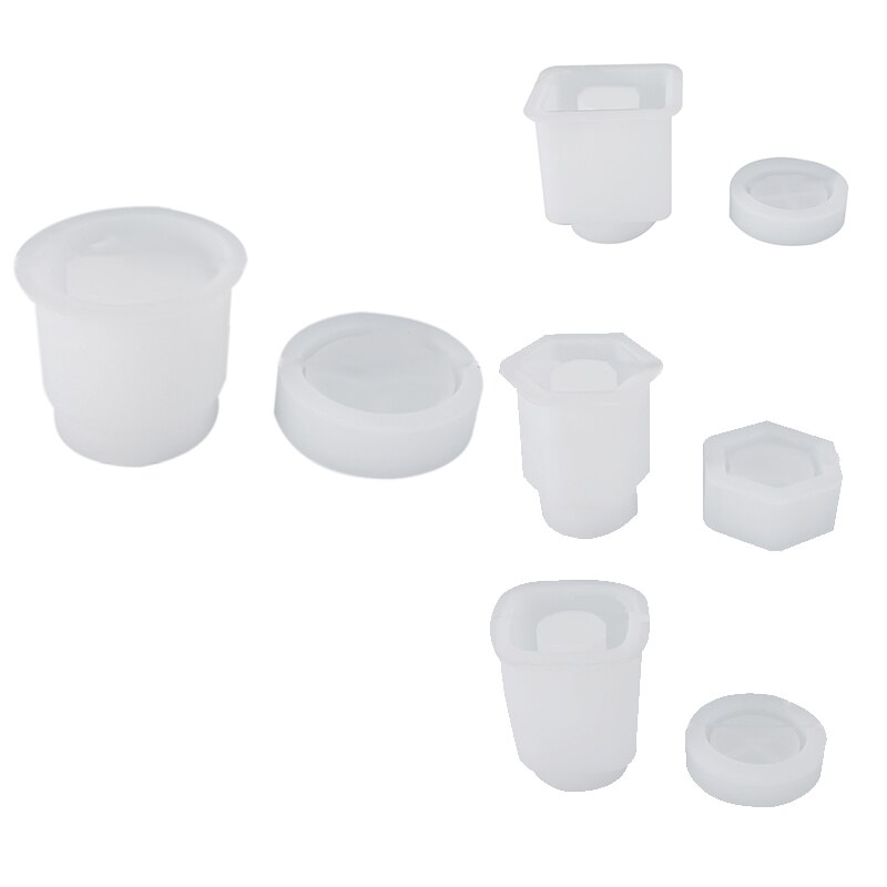 Diy krystal epoxy form flaske opbevaring flaske opbevaring forseglet krukke med låg opbevaring silikone form