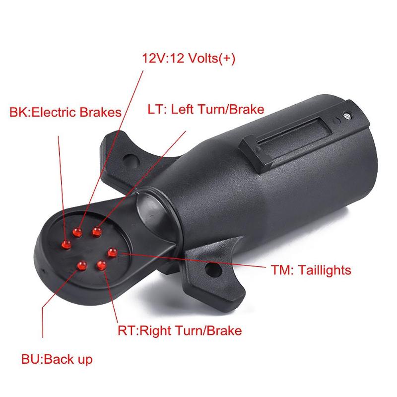12V 7-Way Blade Trailer Wiring Tester 7-Pin Round Electric RV Blade Connector Tester With LED Indicator Auto Accessories
