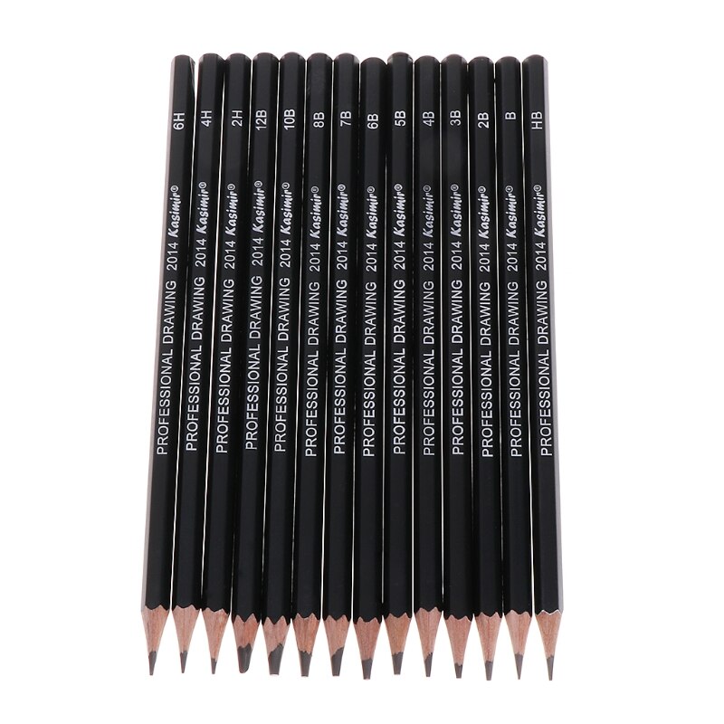 14Pcs Sketch Art Drawing Graphite Pencil 12B 10B 8B 7B 6B 5B 4B 3B 2B 1B 2H HB