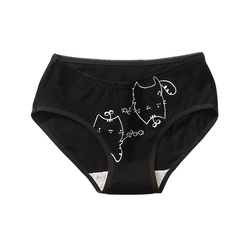 Calcinha com desenhos de animais fofos para mulher, roupa interior respirável de algodão macio plus size, lingerie sexy calcinha feminina