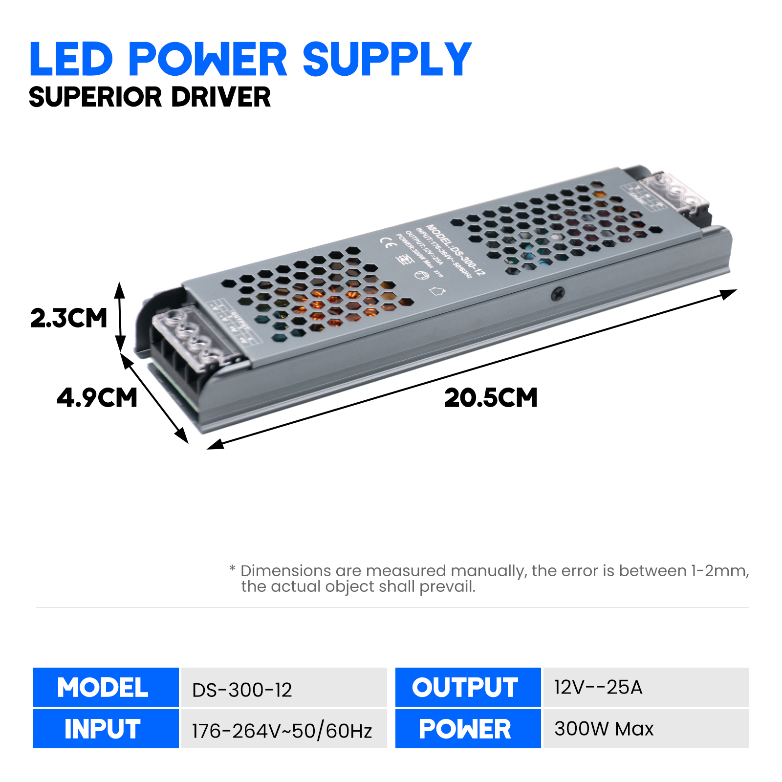 12 Volt Power Supply Lighting Transformer AC180-250V To DC 12V 24V Power Source Adapter For Led Strip 60W-400W LED Driver: Brown