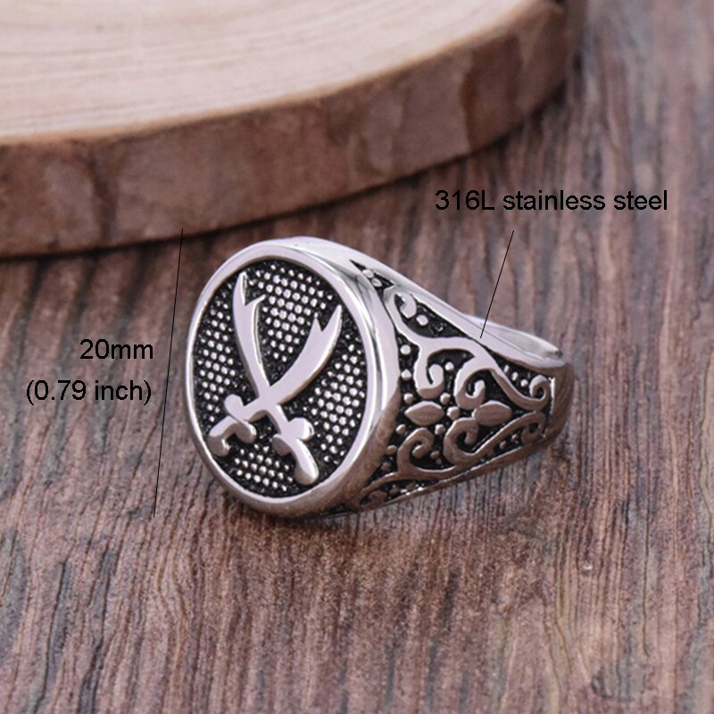 Bague pour hommes, épée Zulfakra Imam Ali, sceau, couleur argent, titane, acier inoxydable, bijoux musulmans, Punk, hanche