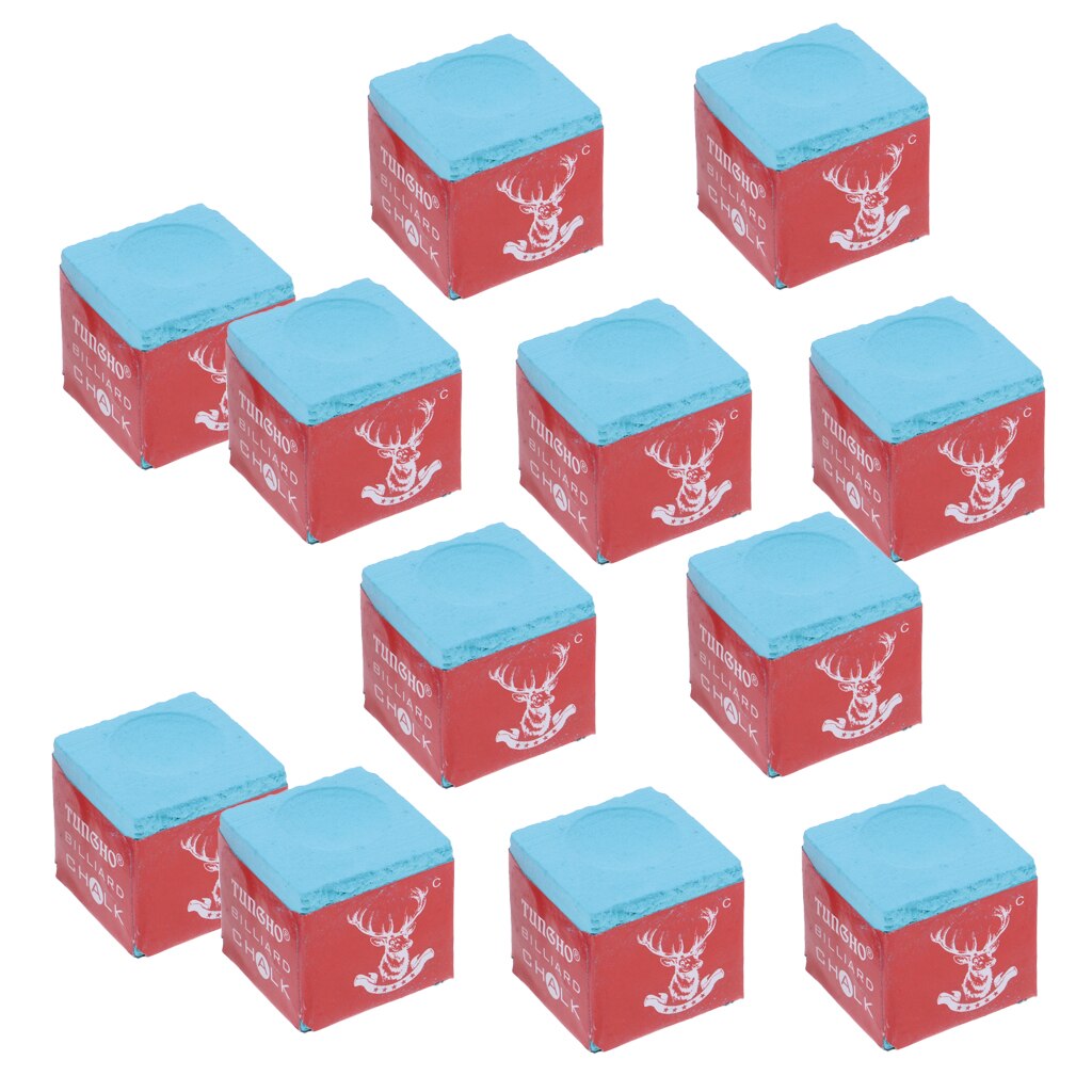 Tiza para billar , 1 caja grande (12 piezas), color azul Premium