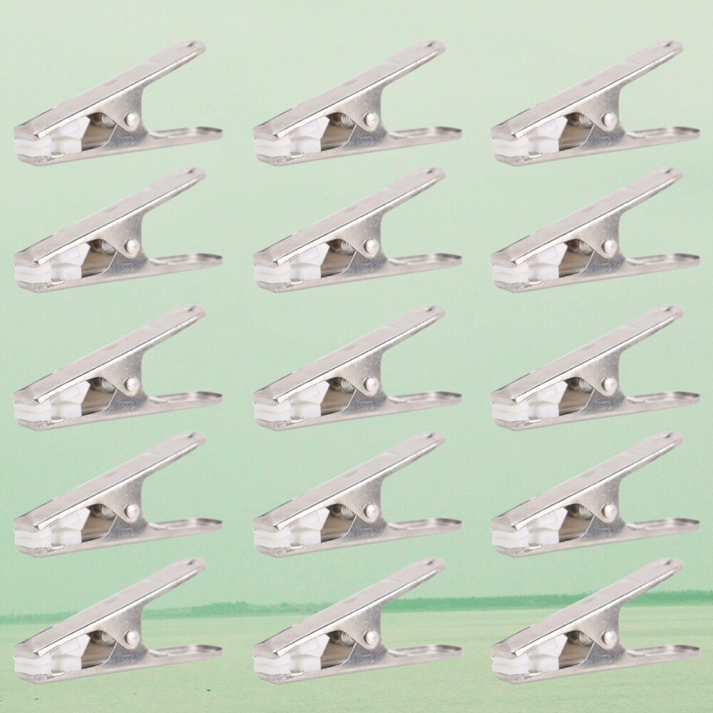 24 Pcs Stainless Steel Clothes Clip Multifunctional Hanger Clip Clothing Clip Clothes Hanging Clip (Stainless Steel+White Piece)