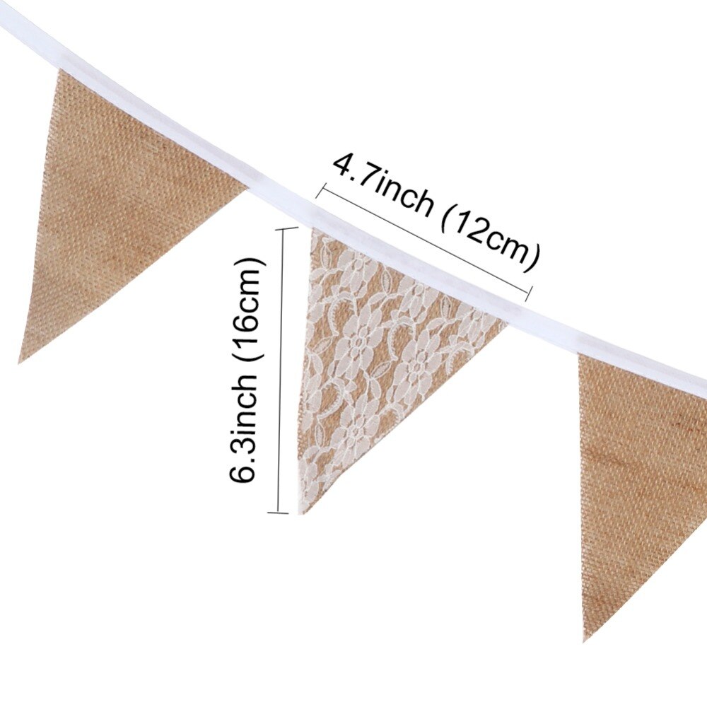 OurWarm 3m Wedding Banner Background Party Photography Props Decoration 12*16*16cm Burlap Lace Bunting Banner 13 Flags