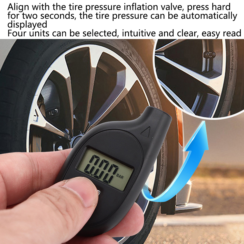Monitor de presión de neumáticos de coche, Manómetro Digital portátil, manómetro, herramienta para barómetros, adaptador de pantalla LCD con llavero