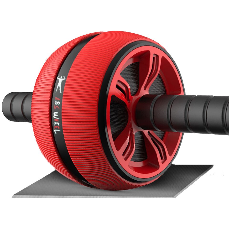 Hjulrulle med matta inget oljud 2 in 1 ab rulle&amp;hopprep muskel träning buken fitness träningsutrustning ab roller: Röd a
