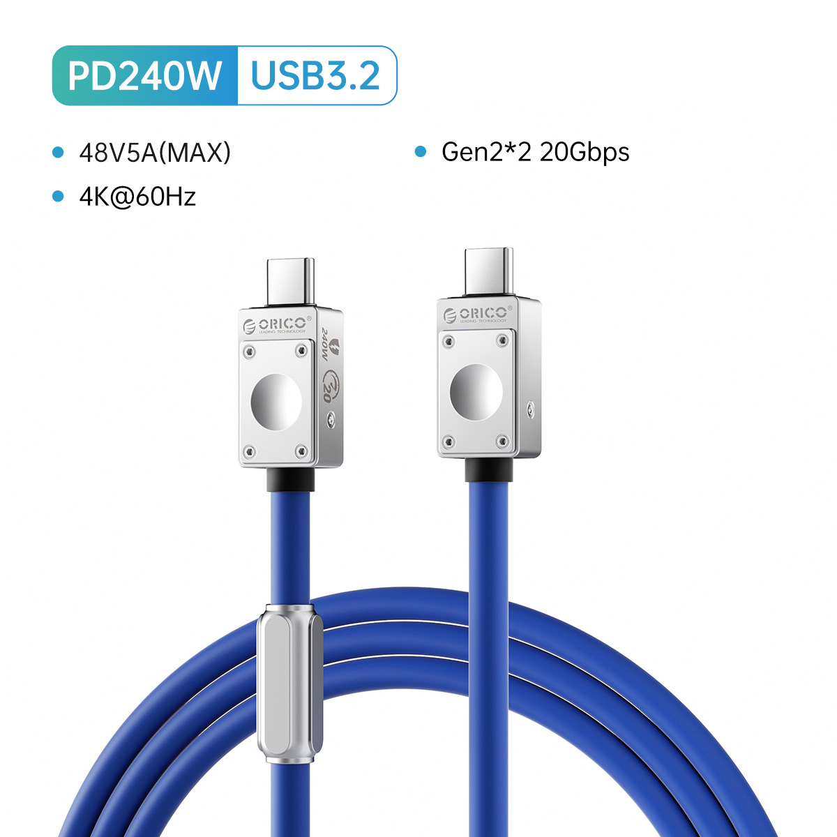 ORICO Cable USB4 240W Cable de silicona PD USB C línea de datos Cable de carga rápida Thunderbolt 3 8K para tableta portátil Samsung MacBook: Rojo / 1,5 m