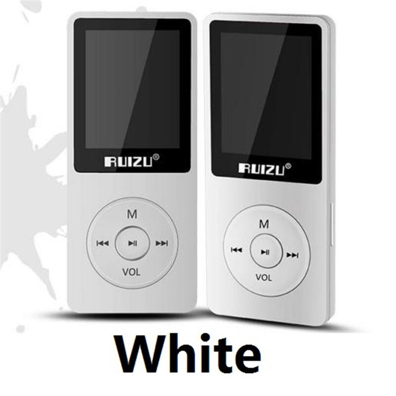 100% reproductor MP3 RUIZU X02 versión original en inglés 4G/8G/16G portátil Mp3 puede jugar 80 horas con Radio FM E-Book, reloj voz: White