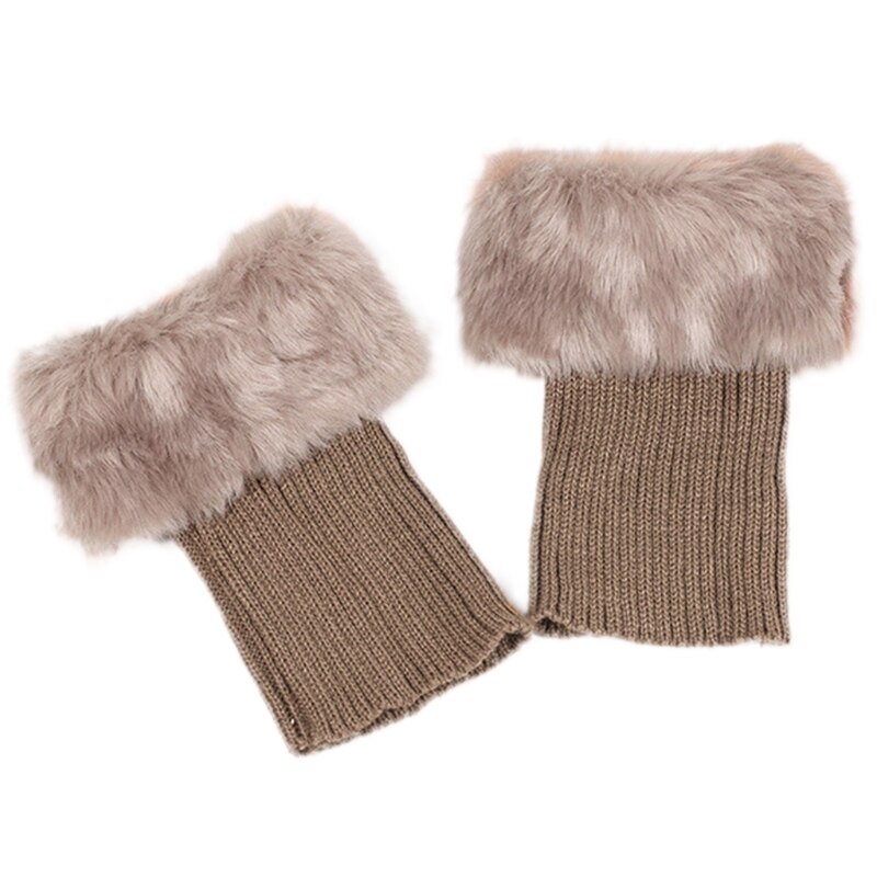 Guêtres en fourrure tricotée au Crochet pour femmes, chauffe-jambes, poignets, chaussettes, guêtres, hiver