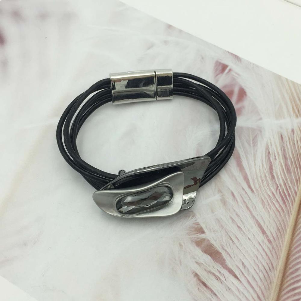 Bohemian Unique Crystal Bracelets & Bangles For Women Alloy Magnetic Tube Bar Clasp bracelet 3 Colors