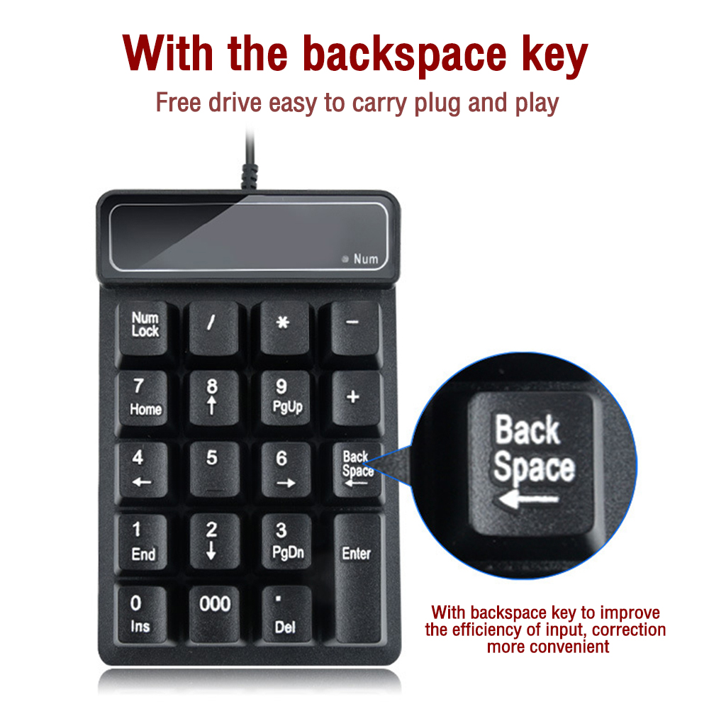 Clavier numérique universel fil USB Mini numéro clavier keycap pour ordinateur portable ordinateur de bureau pavé numérique 19 touches clavier comptable