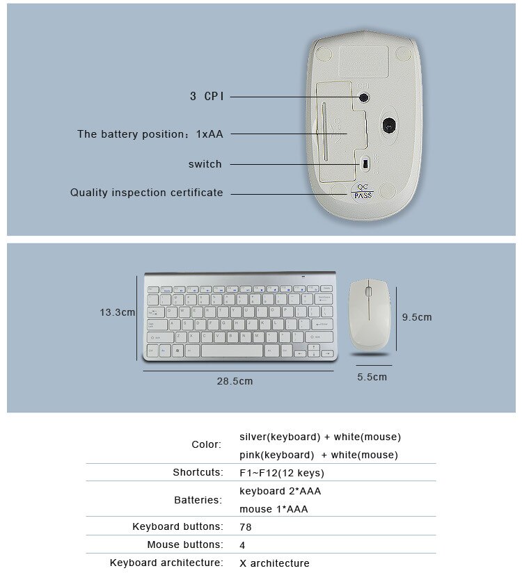 2.4G Wireless Keyboard and Mouse Mini Multimedia Keyboard Mouse Combo Set For Notebook Laptop Desktop PC TV Office Supplies