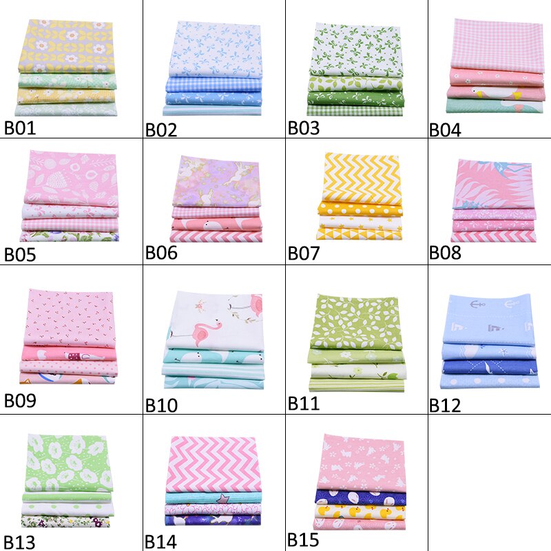 4Pcs 25x20cm Cotton Fabric Floral Print Mixed Style Handmade DIY Children Kids Sewing Patchwork Cloth Material