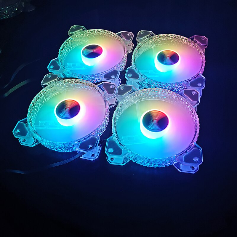 RGB Diamond Facet Case Fans 120mm Ultra-Quiet RGB Chassis Cooling Fans with Remote Controller Speed Adjustable Colorful