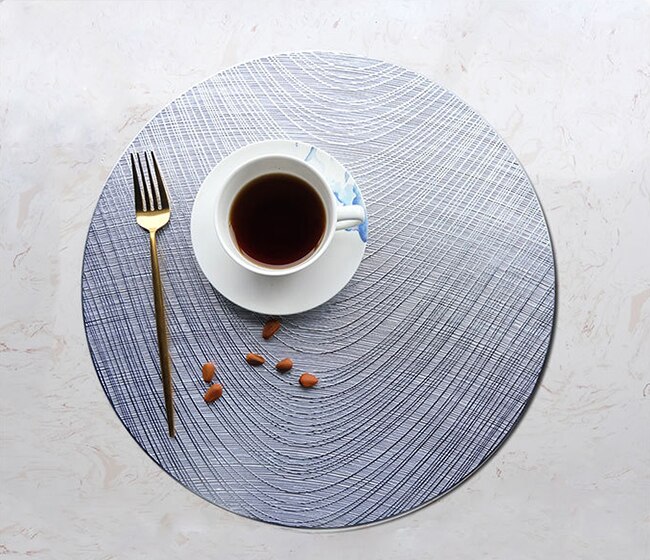 Napperon en PVC, rond, style européen, estampage à , ajouré, résistant à la chaleur, antidérapant, décoration de Table domestique, tapis de Table, 6/4 pièces: Sliver / 6 pieces