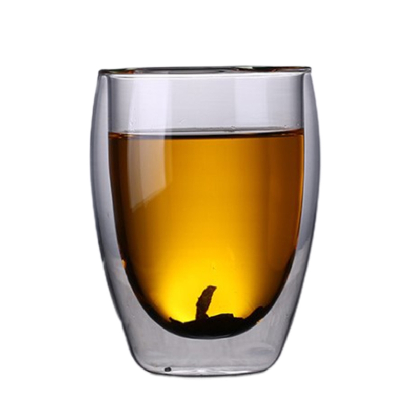 Taza Termo de vidrio resistente al calor de doble pared, taza de agua de té y café aislada, vasos transparentes para beber: 13AC1700228-B