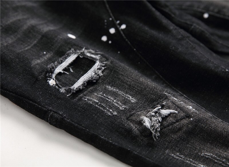 Licht Luxus männer schlank-passen Zerrissene Edle Schwarz Jeans, Weiß Waschen lässig Jeans, kratzer Stilvolle sexy Straße Jeans;