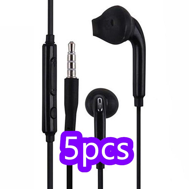 Wired 3.5Mm Jack Headset Oortelefoon Oordopjes Met Microfoon Volumeregeling Bass Hoofdtelefoon Voor Samsung Galaxy S6 Stijl: 5pcs