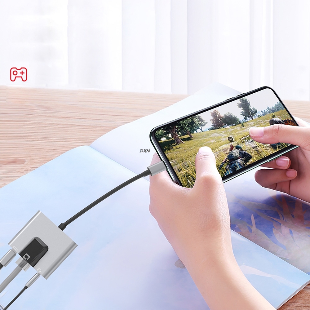 Centrum USB-C robić 3.5mm RJ45, adapter sieciowy USB-C robić Ethernet LAN, stacja dokująca z szybkim ładowaniem PD i audio robić telefonu, laptopa, tabletu