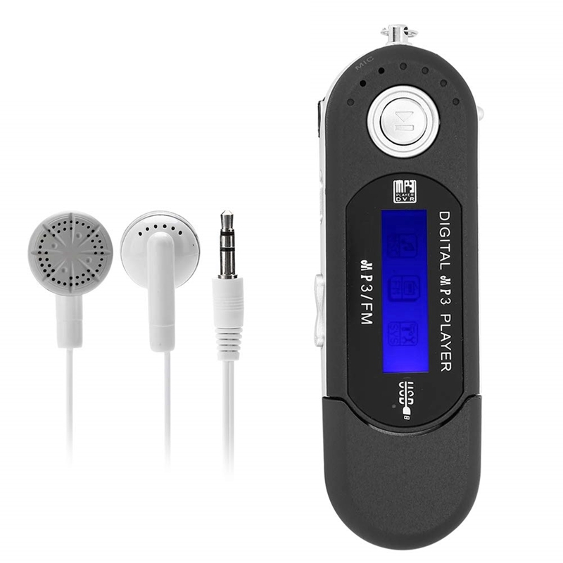MP3 USB Player With Earphone 8GB, Portable With LCD Screen For Walking Running (Black): Default Title