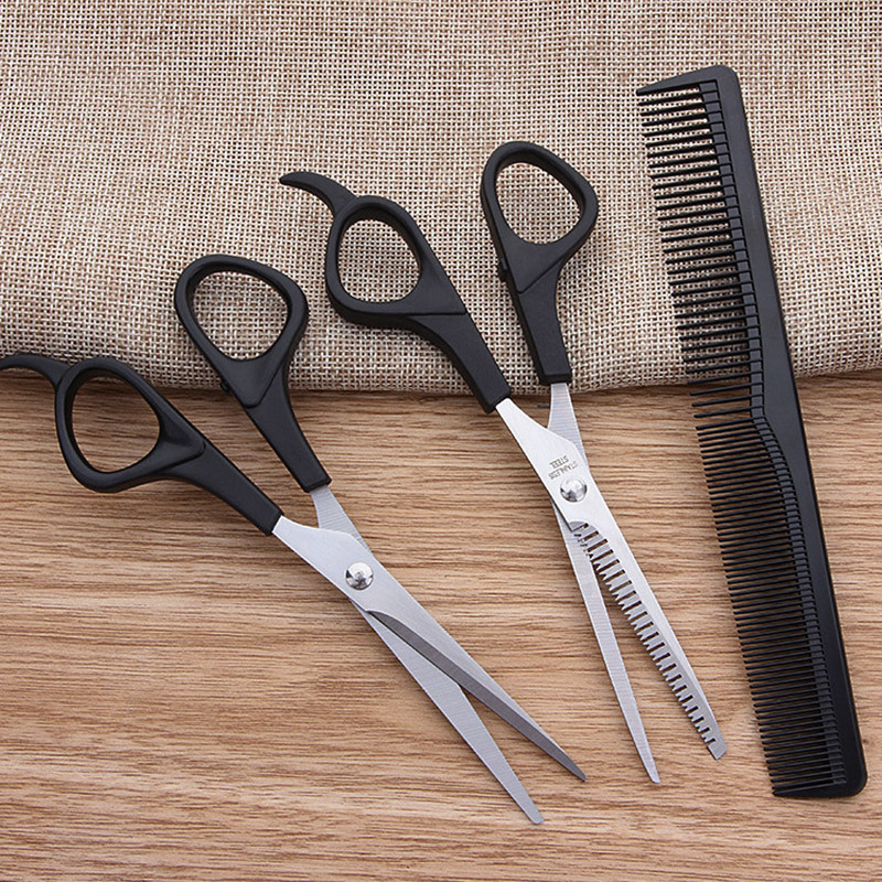 3pc hårsakse klippesakse salon barber hårklipning tyndere frisørsæt stylingværktøj frisørkam