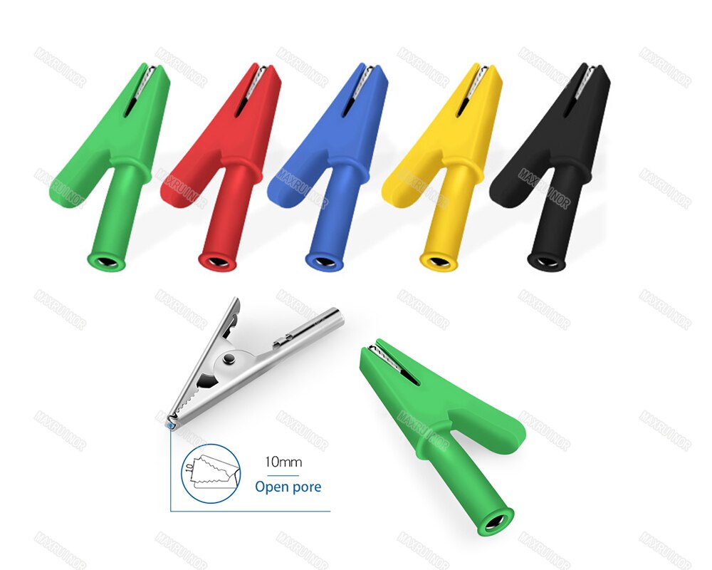 Fully insulated alligator clip with 4mm socket banana jack Battery Test Clip Alligator Clip