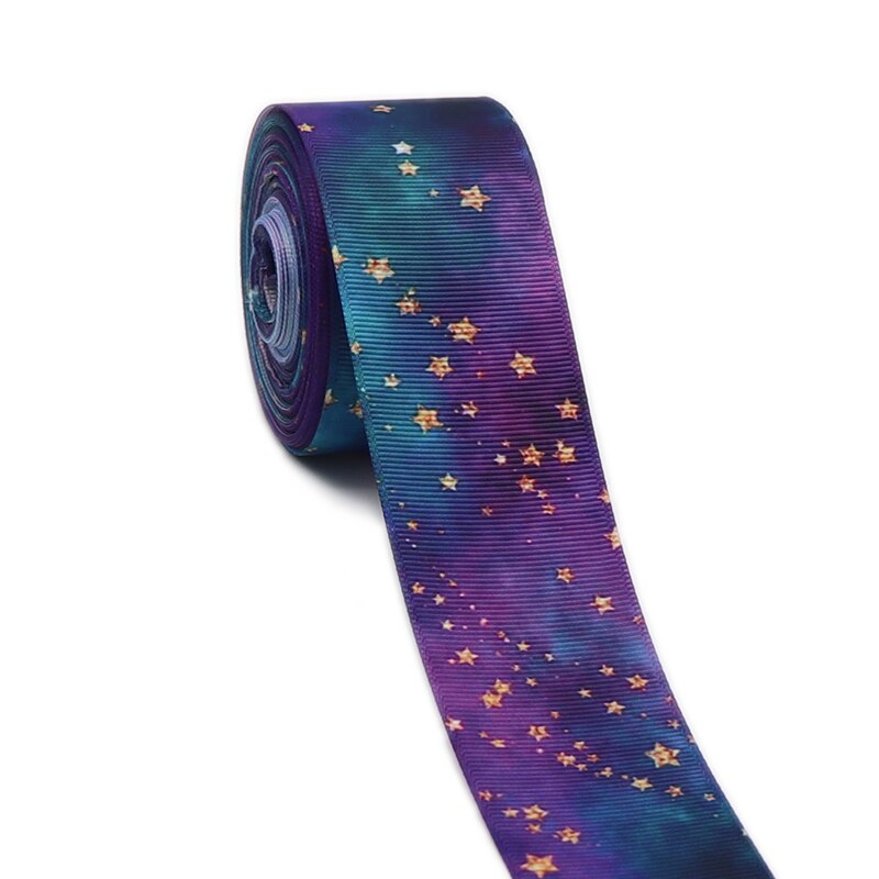 5 Yards 1.5" 38MM Purple Starry Sky Printed Ribbon For Hair Bows DIY Crafts Handmade Accessories Y2020121703: 2004007