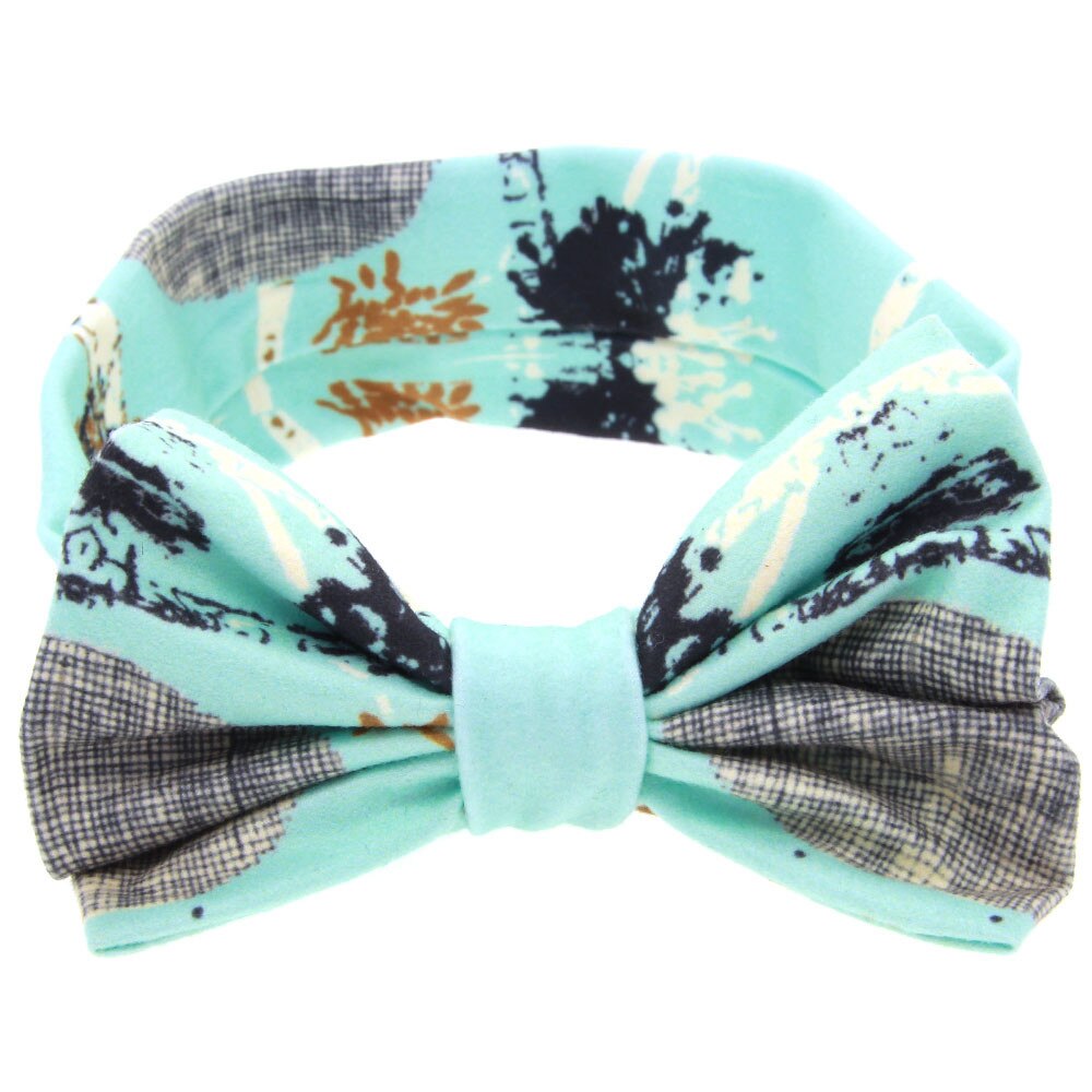 1 PC Bloemen Hoofdband Kinderen Meisjes Boog Knoop Hoofdband Elastische Haarband Zachte Tulband Headwrap Haaraccessoires Zes-kleur haar band: Light Blue