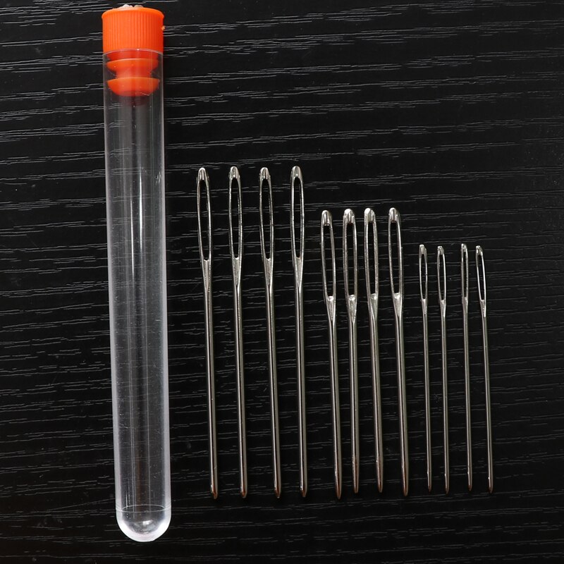 Transparent Needle Bottled Big Eye Blunt Hand Sewing Needle Set DIY Embroidery Wool Sweater Needle: 12PCS bottled