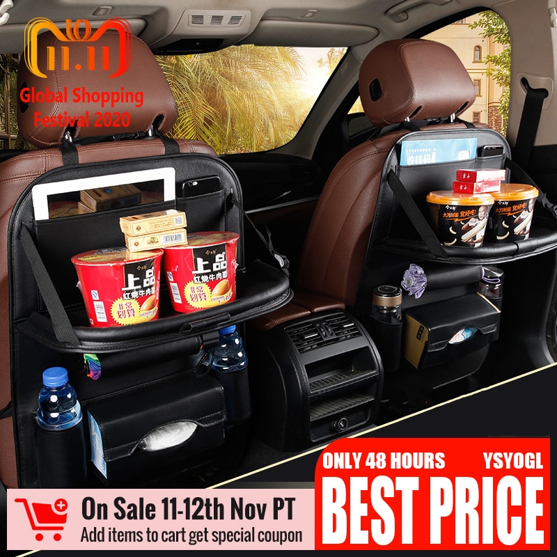 Nueva mochila para asiento de coche, organizador de mesa plegable, caja de almacenamiento para silla de bebé, caja de bolsillo, accesorios para automóviles