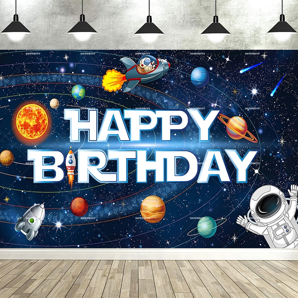 Espaço astronauta dos desenhos animados exterior planeta fundo decoração festa de aniversário das crianças chá de bebê banner fotografia adereços: BRANCO / 150 * 125