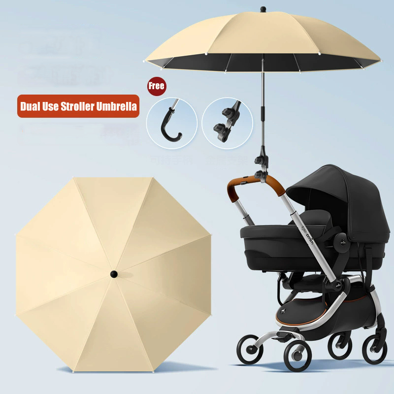 Clip-on Universele Baby Parasol 85 cm Diameter 2 in 1 Kinderwagen Paraplu Voor Zonnescherm Regenbestendig kinderwagen Accessoires: YELLOW