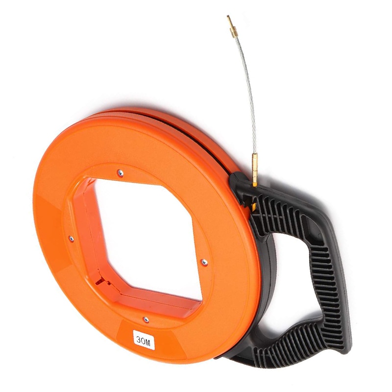 Fiberglass Cable Puller Diameter 4.0mm 30/45 Meter Flexible Glider Swivel Fish Tape Portable Reel Conduit Duct Wire Pulling Tool