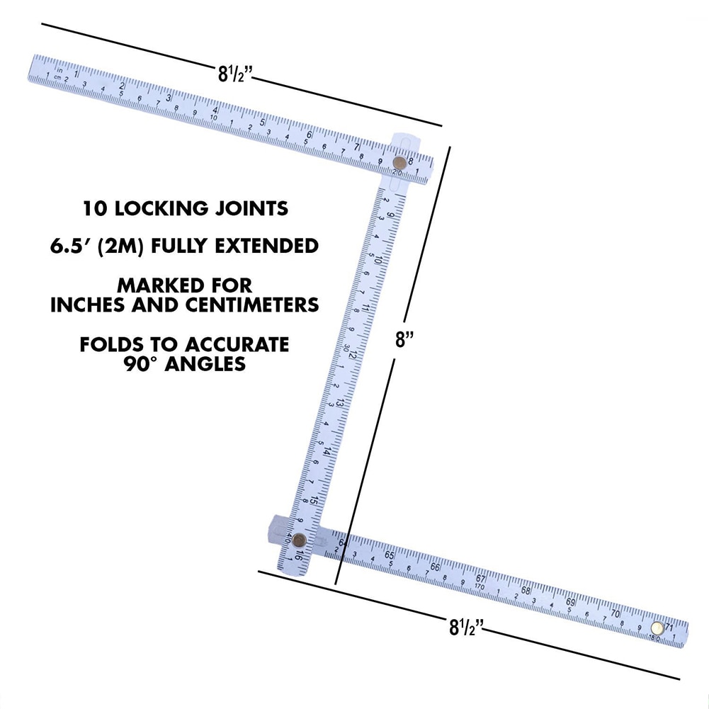 2m Measuring ABS Accurate Portable Metric Inch Folding Double Scale Durable Practical Ruler Woodworking