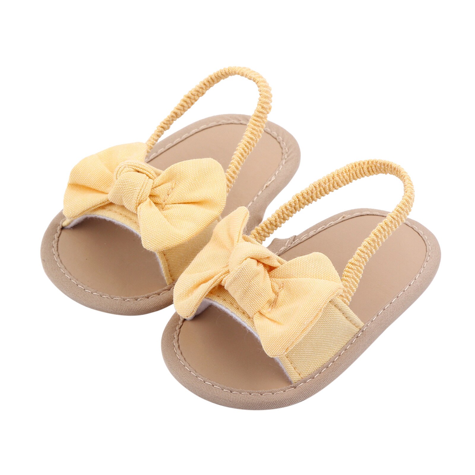 0-18 Maanden Baby Meisjes Boog Knoop Sandalen Zomer Zachte Zool Platte Prinses Jurk Schoenen Baby Antislip babyschoenen Footwear: Yellow  / 0-6 Months