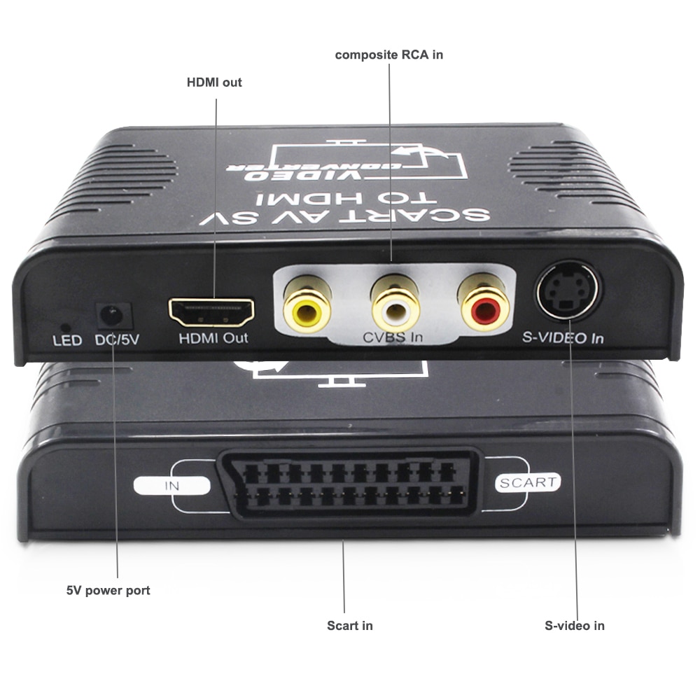 HDmatters S-video composite AV Scart to hdmi converter Switcher S-video+RCA+Scart to HDMI out